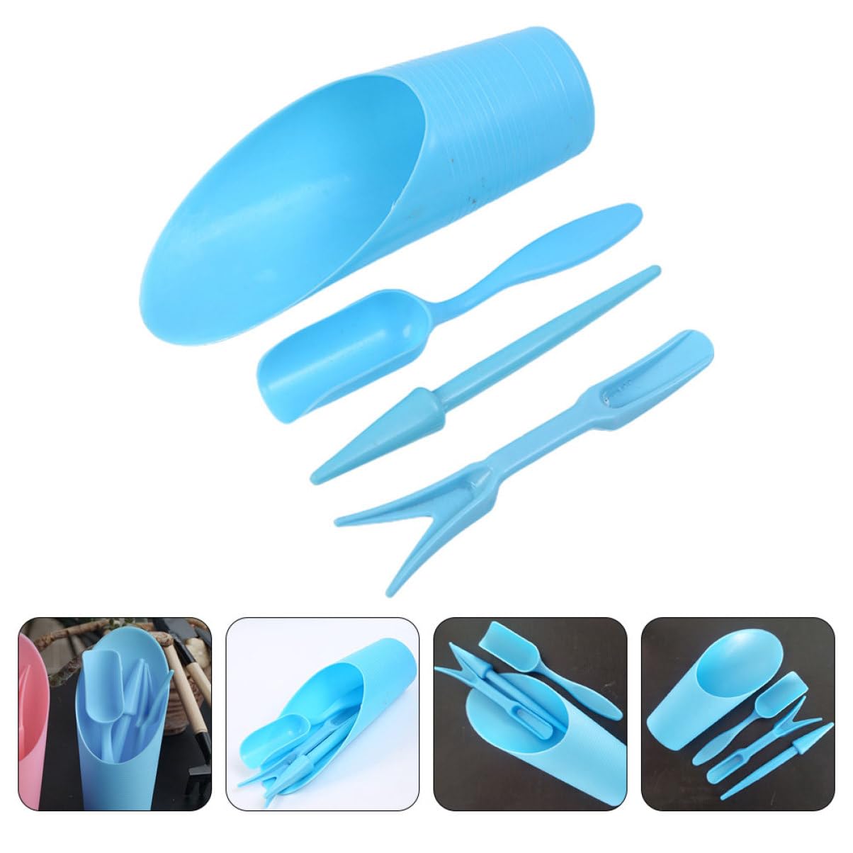 Gardening Tools Shop - 4 ชิ้น/เซ็ต,พลาสติกทนทานถังพลั่วกระถางการเพาะปลูกกระบอก MeatPlant ดินพลั่วสวนเครื่องมือ MINI Garden