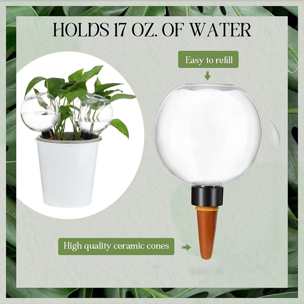 Automatic Plant Waterer - ลูกบอลรดน้ำต้นไม้แบบอัตโนมัติ 500 มล. ระบบหยดน้ำสำหรับรดน้ำต้นไม้ในร่มและกลางแจ้ง