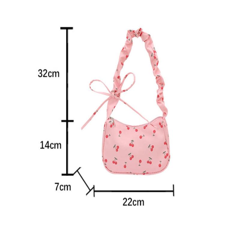 Outdoor Planting Bag - กระเป๋าสะพายข้างผ้าแคนวาสลายดอกไม้โบว์น่ารักสำหรับผู้หญิงเดินทางกลางแจ้ง 1 ชิ้น กระเป๋าสะพายไหล่สไตล์เกาหลีใหม่