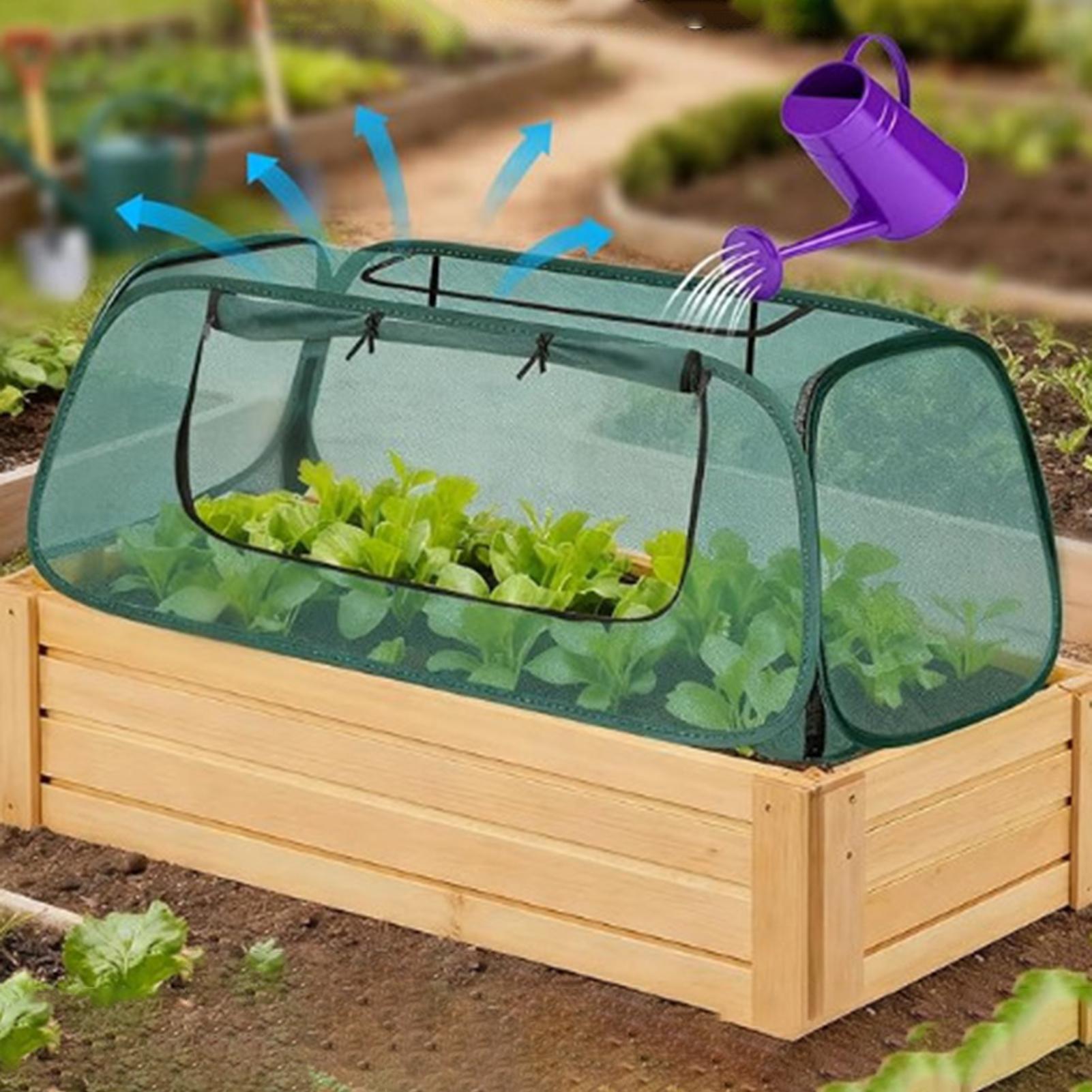 Outdoor Planting Bag - ตาข่ายคลุมต้นไม้แบบพกพา ป้องกันนกและแมลงศัตรูพืช พร้อมเสาและถุงเก็บ สำหรับสวนในบ้านและเรือนกระจก
