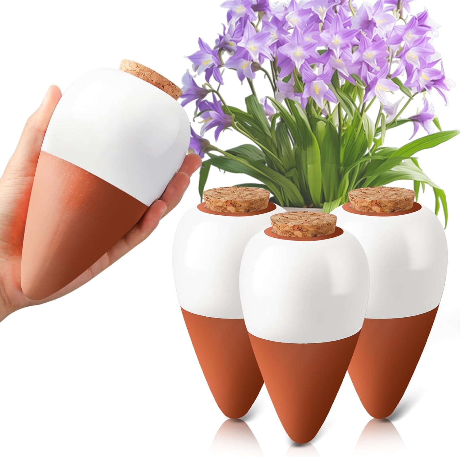 Root Watering Spike - แท่งรดน้ำต้นไม้แบบดินเผา, ลูกบอลรดน้ำอัตโนมัติ, แท่งรดน้ำต้นไม้แบบปล่อยน้ำช้า, ลูกบอลรดน้ำต้นไม้สำหรับปลูกในร่ม