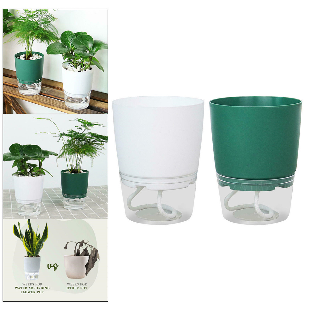 Automatic Plant Waterer - กระถางดอกไม้พลาสติกใสสองชั้นพร้อมสารเรซินสำหรับรดน้ำต้นไม้อัตโนมัติสำหรับสำนักงาน