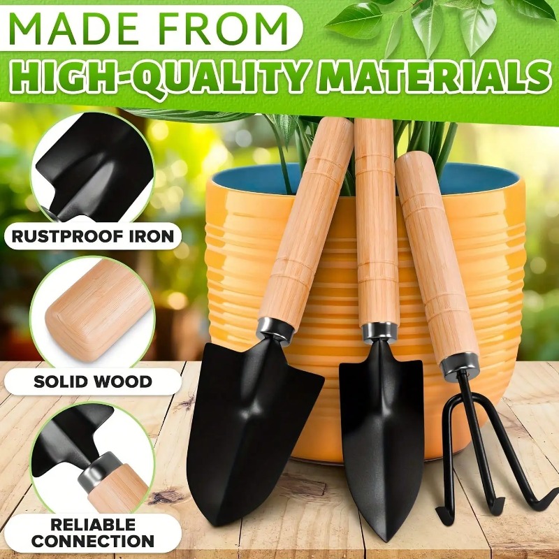 Gardening Tools Shop - ชุดเครื่องมือทำสวนขนาดเล็ก 3 ชิ้น/1 ชุด ชุดเครื่องมือทำสวนแบบพกพาพร้อมด้ามจับ พลั่ว