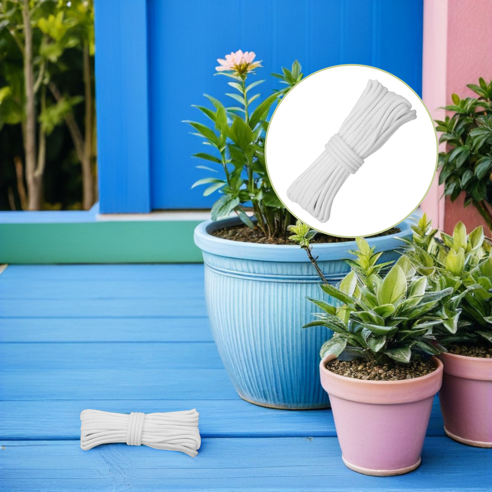 Automatic Plant Waterer - เชือกฝ้ายถักสีขาวแบบดูดซับน้ำอัตโนมัติสำหรับรดน้ำต้นไม้ในสวนในร่ม